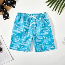 Kids Boys Swimming Shorts Tree Print Beach Short Pant Polyester Quickdry Boy's Swimwear Summer Beachwear Age 5-14Y Youngsters
