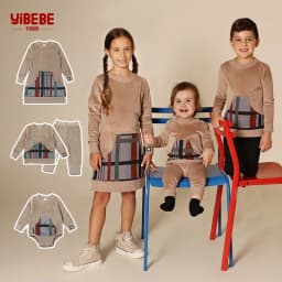 AA-6M-16T Corduroy Fall Winter Family Matching Set Girls Plaid Pocket Dress Boy Sweatshirt Legging Set Baby Romper Bodysuit