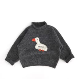 Autumn New Kids Sweaters Turtleneck Girls Knitwear Cute Duck Emboridery Boys Knit Pullover Kids Clothes