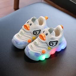 New LED Light-up Cartoon Sneakers for Toddlers - Soft Sole Running Shoes for Boys & Girls, Baby Glowing Sport Shoes