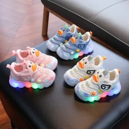 New LED Light-up Cartoon Sneakers for Toddlers - Soft Sole Running Shoes for Boys & Girls, Baby Glowing Sport Shoes