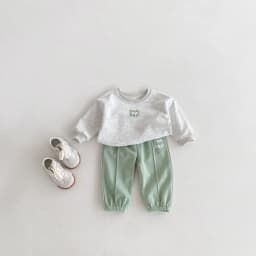 Korean-style Spring/Autumn New Toddler & Kids 2-Piece Set, Pure Cotton Color-Block Sweatshirt & Joggers