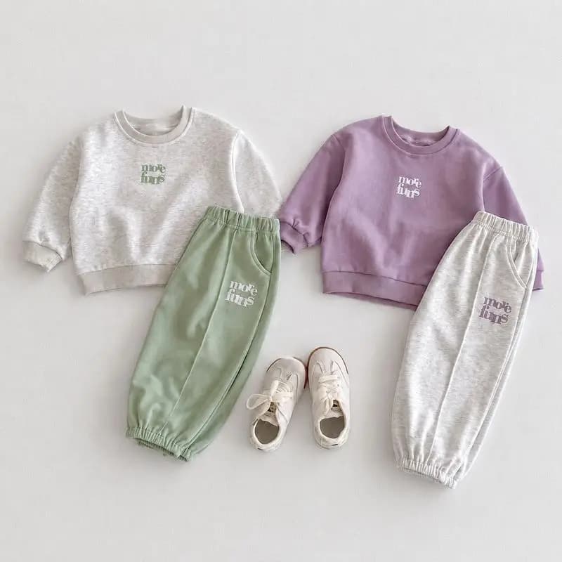 Korean-style Spring/Autumn New Toddler & Kids 2-Piece Set, Pure Cotton Color-Block Sweatshirt & Joggers