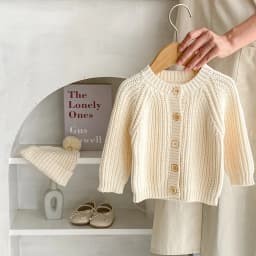 Baby Sweater Coat Autumn 2026 Solid Color Beige Knitted Girl's Sweater Long-sleeved Coat 0-3Year Kid's Cardigan Sweater