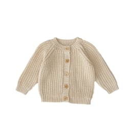 Baby Sweater Coat Autumn 2026 Solid Color Beige Knitted Girl's Sweater Long-sleeved Coat 0-3Year Kid's Cardigan Sweater
