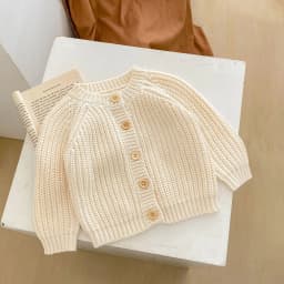 Baby Sweater Coat Autumn 2026 Solid Color Beige Knitted Girl's Sweater Long-sleeved Coat 0-3Year Kid's Cardigan Sweater
