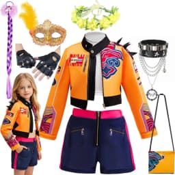 2026 Girls Street Style Yellow Fashion Popular Costume with Accessories Halloween Birthday Party Masquerade Fancy Clothes Set