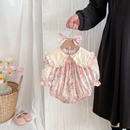 ZOETOPKID 2026 New Children Clothes Kids Princess Dresses Baby Romper Long Sleeved Cotton Lace Splicing 0-24M Girl Party Dress