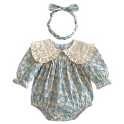 ZOETOPKID 2026 New Children Clothes Kids Princess Dresses Baby Romper Long Sleeved Cotton Lace Splicing 0-24M Girl Party Dress