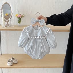ZOETOPKID 2026 New Children Clothes Kids Princess Dresses Baby Romper Long Sleeved Cotton Lace Splicing 0-24M Girl Party Dress