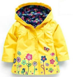 Spring Girls Clothing Set Flower Pattern Girls Clothes Waterproof Raincoat Hooded Coat + Pant 2Pcs Casual Suit Children Clothing