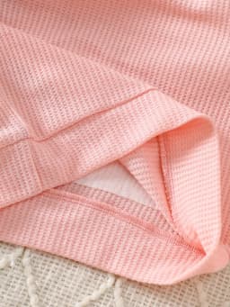 Cute Rabbit Embroidery for Infants and Toddlers, Waffle Sweatshirt, Striped Jogger Pants, Two-Piece Set, Knee Pads, Elastic Waist, Soft and Warm