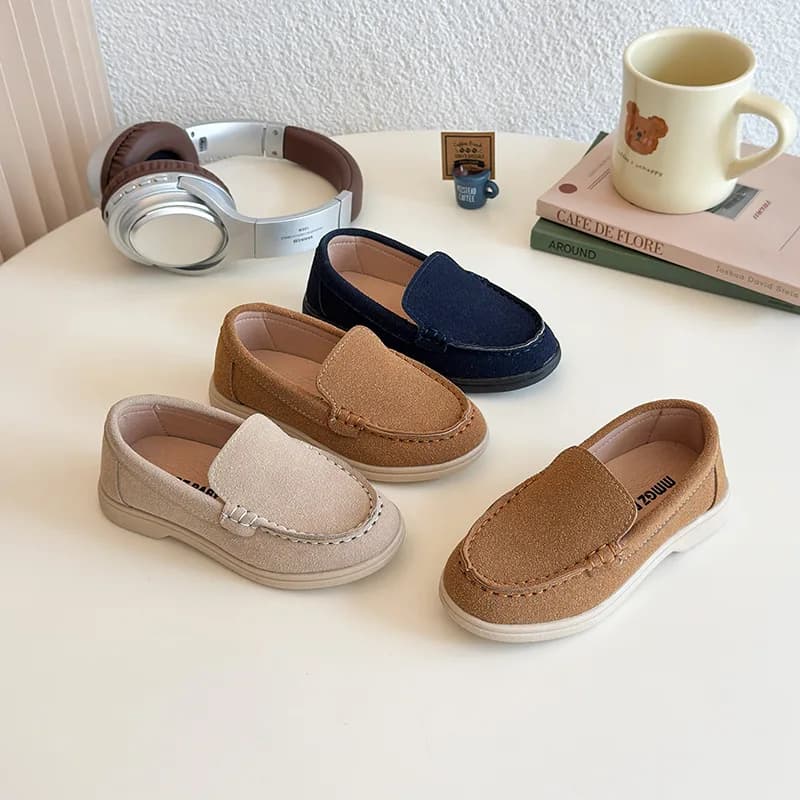 Children Slip-on Shoes Spring Autumn Kids Loafers Boys Casual Shoes Soft Suede Leather Shoes For Boy Beige, Brown, Blue