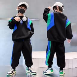 Spring Autumn New Toddler Clothing Set Splicing Letter Sweatshirts Pants 2Pcs For 3-14 Years Kids Tracksuits Boys Casual Outfits