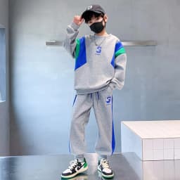 Spring Autumn New Toddler Clothing Set Splicing Letter Sweatshirts Pants 2Pcs For 3-14 Years Kids Tracksuits Boys Casual Outfits