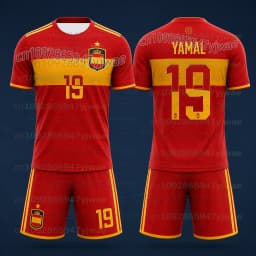 Yamal Children's Quick Drying Sports Kit Spain Team Jersey Number 19 Boys' Sports Kit New Product For 2026 Men And Women's Sets