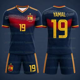 Yamal Children's Quick Drying Sports Kit Spain Team Jersey Number 19 Boys' Sports Kit New Product For 2026 Men And Women's Sets