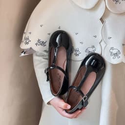 Kids'Casual Shoes PU Leather Solid Color Spring Shoes For Girls Anti-slip Designer Flat Bottom Sliver Black Shoes Size 22-30