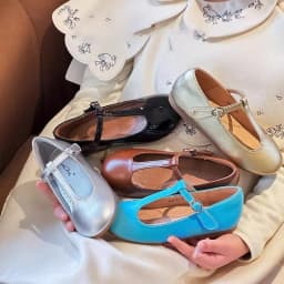 Kids'Casual Shoes PU Leather Solid Color Spring Shoes For Girls Anti-slip Designer Flat Bottom Sliver Black Shoes Size 22-30