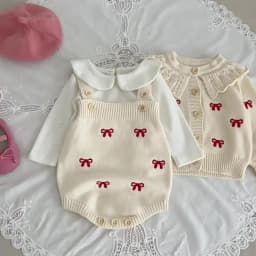 Autumn Winter Newborn Infant Baby Girls Romper Knitting Embroidery Coat Rompers Kids Onepiece Fashion Baby Clothing