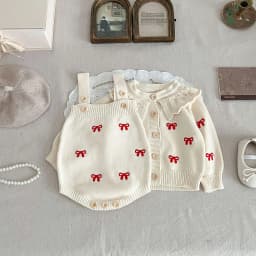 Autumn Winter Newborn Infant Baby Girls Romper Knitting Embroidery Coat Rompers Kids Onepiece Fashion Baby Clothing