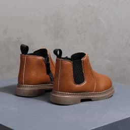 COMFY KIDS Toddler Brown Leather Chelsea Ankle Boots, Soft Cushioned Non-Slip Rubber Sole Boys Girls Zipper Short Boots, Autumn
