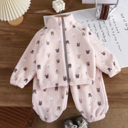 Korean Cartoon Toddler Girls Fashion Plush Warm Outfits Boys Casual Home Clothes Children's Fleece Suit Simple Children Sportsw