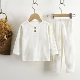 Spring autumn kids warm long-sleeve pants set boys girls homewear underwear set baby children casual solid color pajamas pants