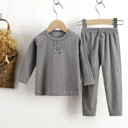 Spring autumn kids warm long-sleeve pants set boys girls homewear underwear set baby children casual solid color pajamas pants