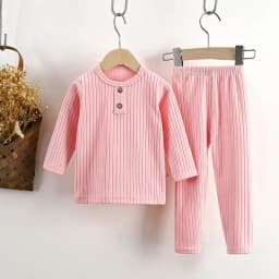 Spring autumn kids warm long-sleeve pants set boys girls homewear underwear set baby children casual solid color pajamas pants