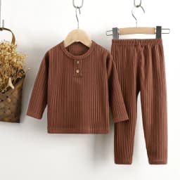 Spring autumn kids warm long-sleeve pants set boys girls homewear underwear set baby children casual solid color pajamas pants