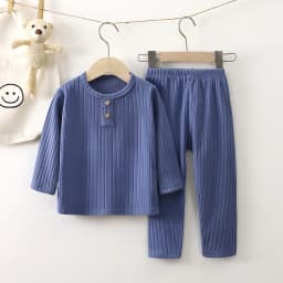 Spring autumn kids warm long-sleeve pants set boys girls homewear underwear set baby children casual solid color pajamas pants