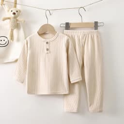 Spring autumn kids warm long-sleeve pants set boys girls homewear underwear set baby children casual solid color pajamas pants