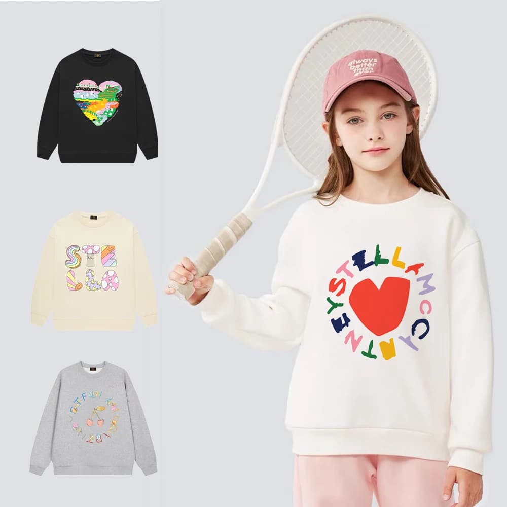 Cute girl heart-shaped printed sportswear autumn children's clothing fashion new vacation casual wear love girl pullover