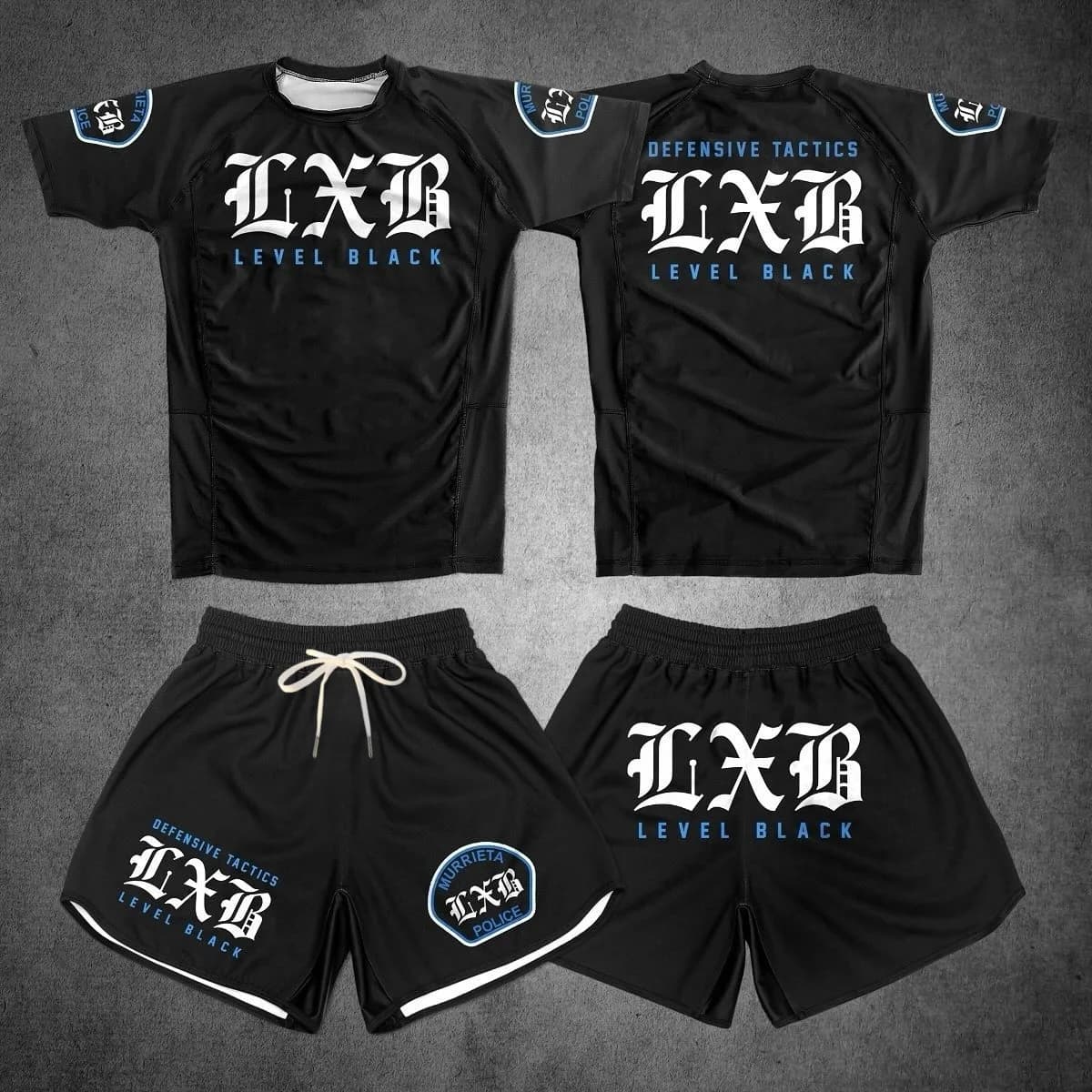 Summer Quick Drying Black Boxing Rash Guard Gym Set Jersey Fighting T-shirt And Shorts Combo for Fitness Adults And Kids