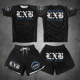Summer Quick Drying Black Boxing Rash Guard Gym Set Jersey Fighting T-shirt And Shorts Combo for Fitness Adults And Kids