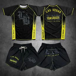 Summer Quick Drying Black Boxing Rash Guard Gym Set Jersey Fighting T-shirt And Shorts Combo for Fitness Adults And Kids