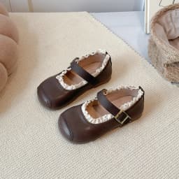 2025 New Children's Flats Simple Lolita Girls Princess Leather Shoes Walking Versatile Sweet Pleated Kids Causal Fashion Shoes