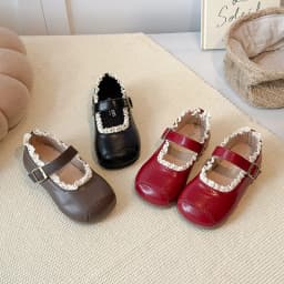 2025 New Children's Flats Simple Lolita Girls Princess Leather Shoes Walking Versatile Sweet Pleated Kids Causal Fashion Shoes