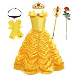 Kids Belle Costume Girls Halloween Princess Cosplay Party Dress Children Birthday Clothes Carnival Luxury Ball Gown