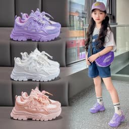 Kids Girls School White Casual Shoes Solid Color Mesh Sports Shoes for Toddlers Fashion Lightweight Children's Running Sneakers