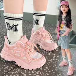 Kids Girls School White Casual Shoes Solid Color Mesh Sports Shoes for Toddlers Fashion Lightweight Children's Running Sneakers