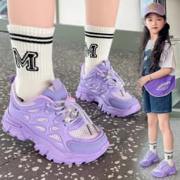 Kids Girls School White Casual Shoes Solid Color Mesh Sports Shoes for Toddlers Fashion Lightweight Children's Running Sneakers