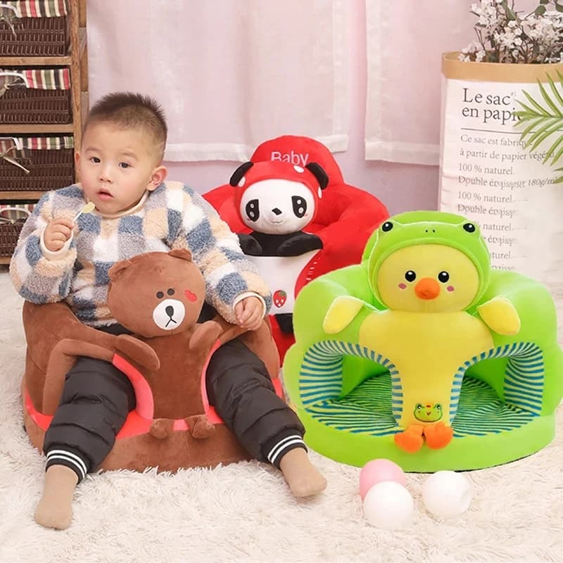 Cute Plush Baby Support Sofa Seat Cover Toddler Sit Learning Feeding Nest Puff Chair Comfort Washable Without Filling