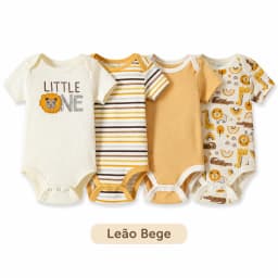Baby Bodysuit 4-Piece Short-Sleeve Soft Cotton Snap Closure Boy and Girl Bodysuit Set