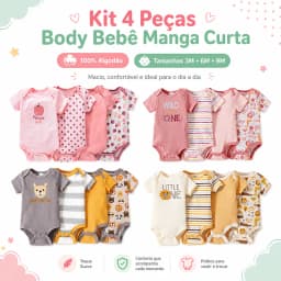 Baby Bodysuit 4-Piece Short-Sleeve Soft Cotton Snap Closure Boy and Girl Bodysuit Set
