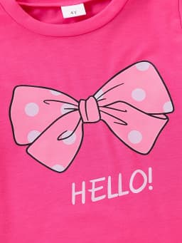Summer 3-Piece Girls' Casual Ensemble Knit Fabric Round Neck Short-Sleeved Top Slightly Elastic Outfit for Girls