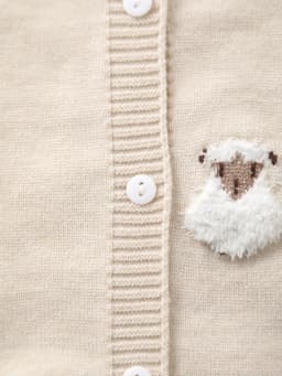 Baby Girl Sheep-Patterned Long-Sleeved Single-Breasted Casual Woolen Cardigan, Cute Little Sheep Embroidery, Soft and Comfortable Fabric