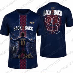 2026 New Summer Dembélé Back 2 Back Champions T-Shirt No.10 Trophy Celebration Football Fan Tee For Adults Kids Tops Oversized