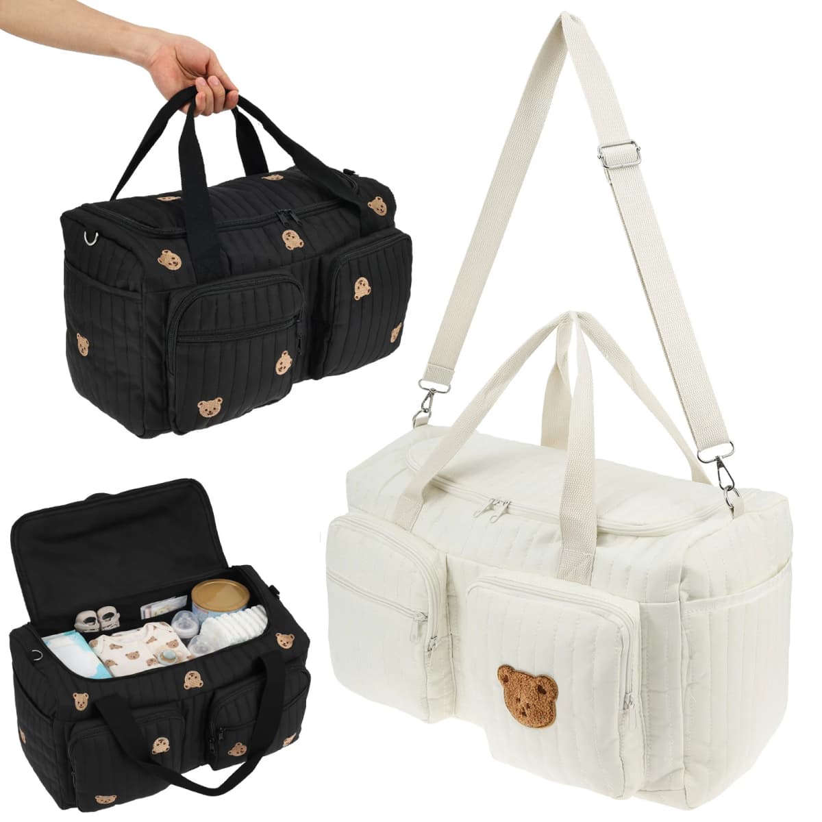 Portable Mommy Bag Large Capacity Hospital Maternity Bag with Shoulder Strap and Multiple Pockets Multipurpose Diaper Tote Bags